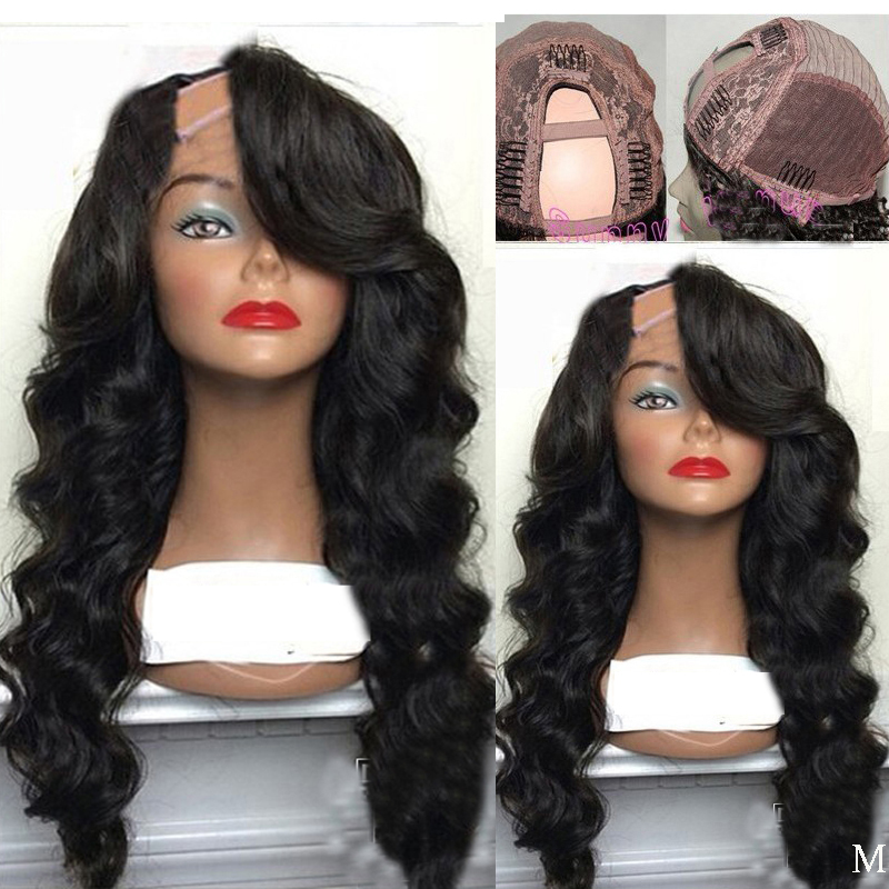 LUFFYHAIR 右側パート 1x4 U パートウィッグ人毛グルーレスブラジリアンレミーヘア U パート人毛ウィッグ実体波フル密度