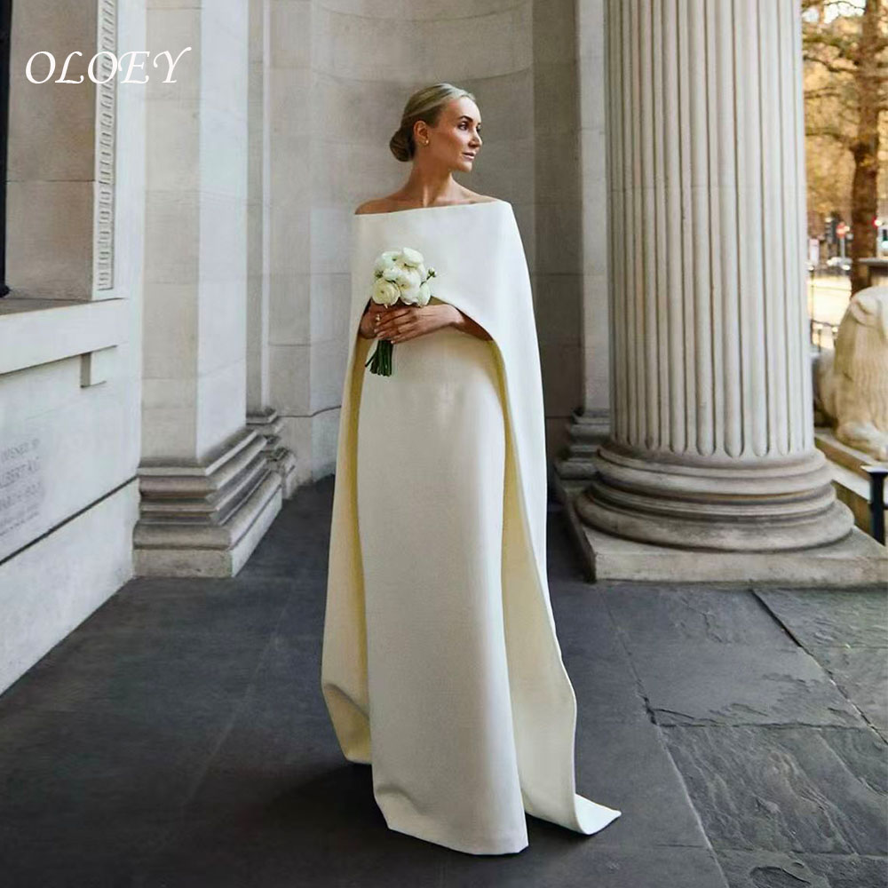 OLOEY 魅力的なブライダルドレスロングケープストラップレスジップバックフロアレングスストレートウェディングドレス Vestido デノビア 2026 カスタマイズ