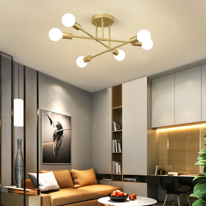 Retro Industrial Wrought Iron Material Home Luminaire  Modern Living Room Light E27 Decoration Light 6Heads LED Ceiling Lamp