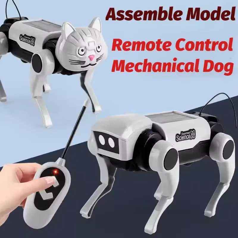 DIY リモコンロボット機械式犬猫のおもちゃ科学教育組立モデル電動歩行動物セット子供の教育玩具