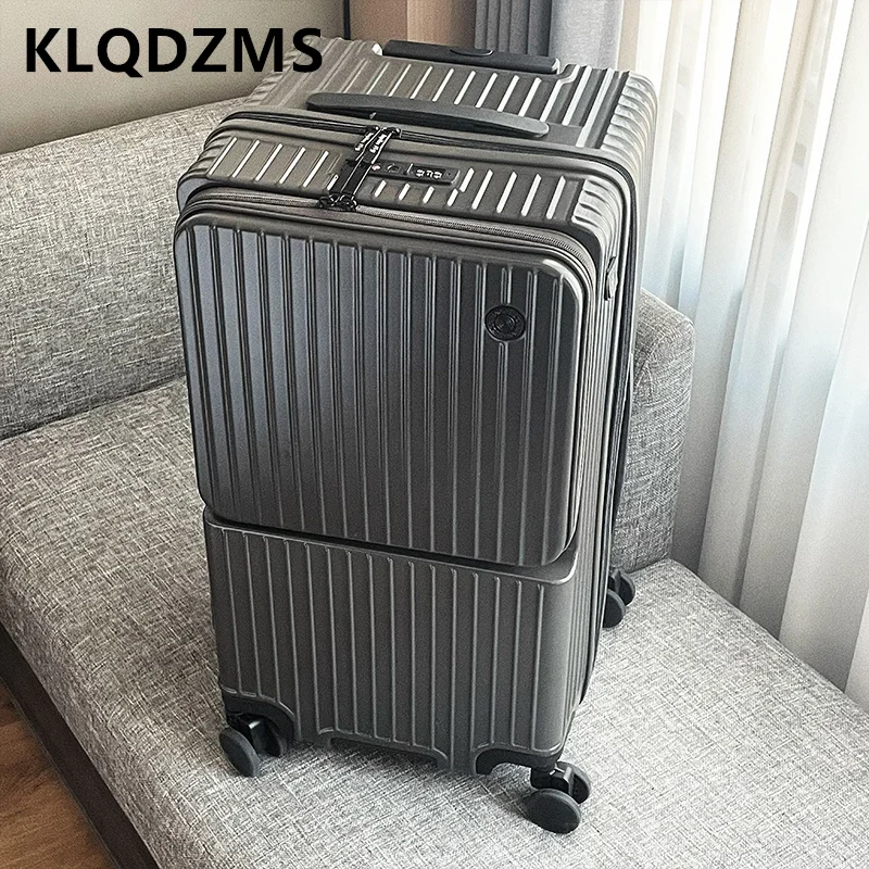 KLQDZMS ABS PC スーツケースフロントオープニング搭乗ボックス大容量トロリーケース 20"24"26"28"30 インチ機内持ち込み旅行荷物