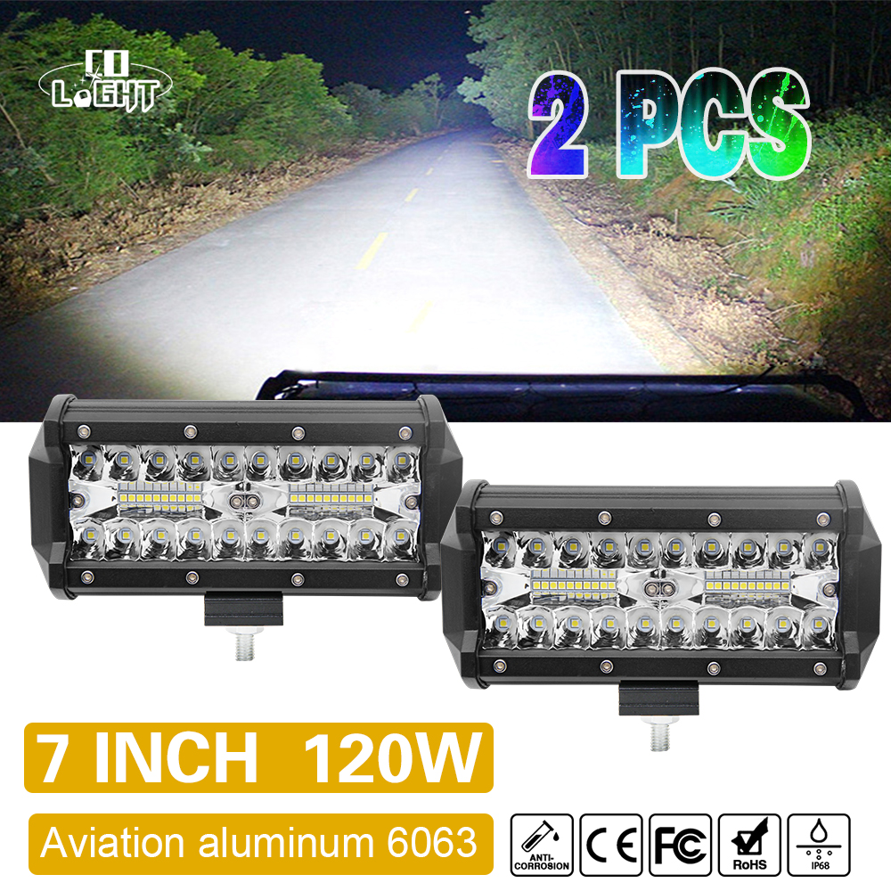 CO LIGHT 4インチ 2個 120W LEDワークライトバー 7インチ トラクターボートオフロードトラックSUV ATVスポットフラッドコンボ12V 24V LED作業灯用
