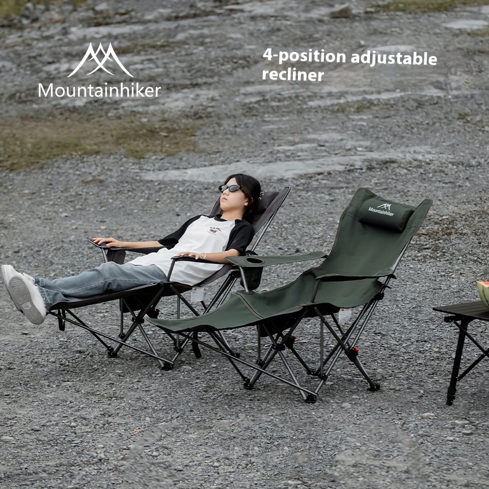 MOUNTAINHIKER 600D オックスフォード布折りたたみ椅子 - ポータブルアウトドアキャンプチェアとビーチチェア、調節可能なラウンジャー 4 脚