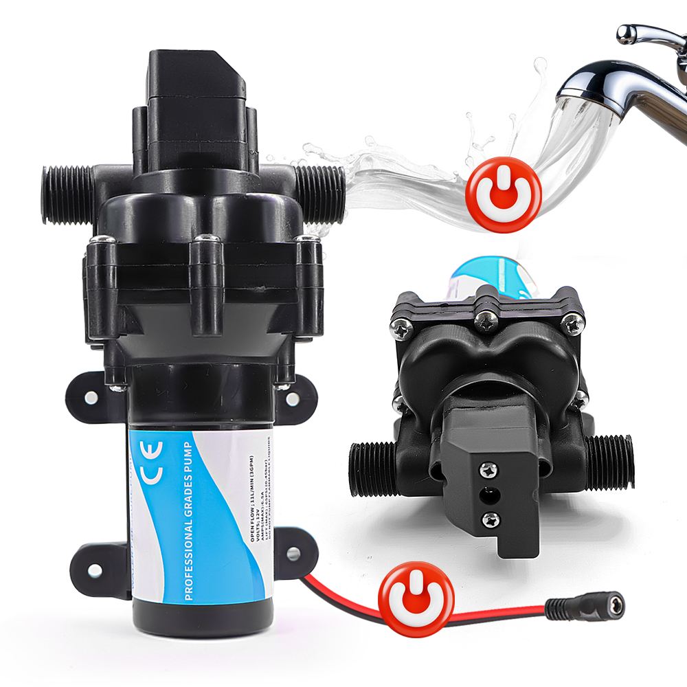 DC-12V 自動自吸式ダイヤフラムウォーターポンプ 11L/分 1/2 "糸ガーデン農業噴霧器散水システムウォーターポンプ