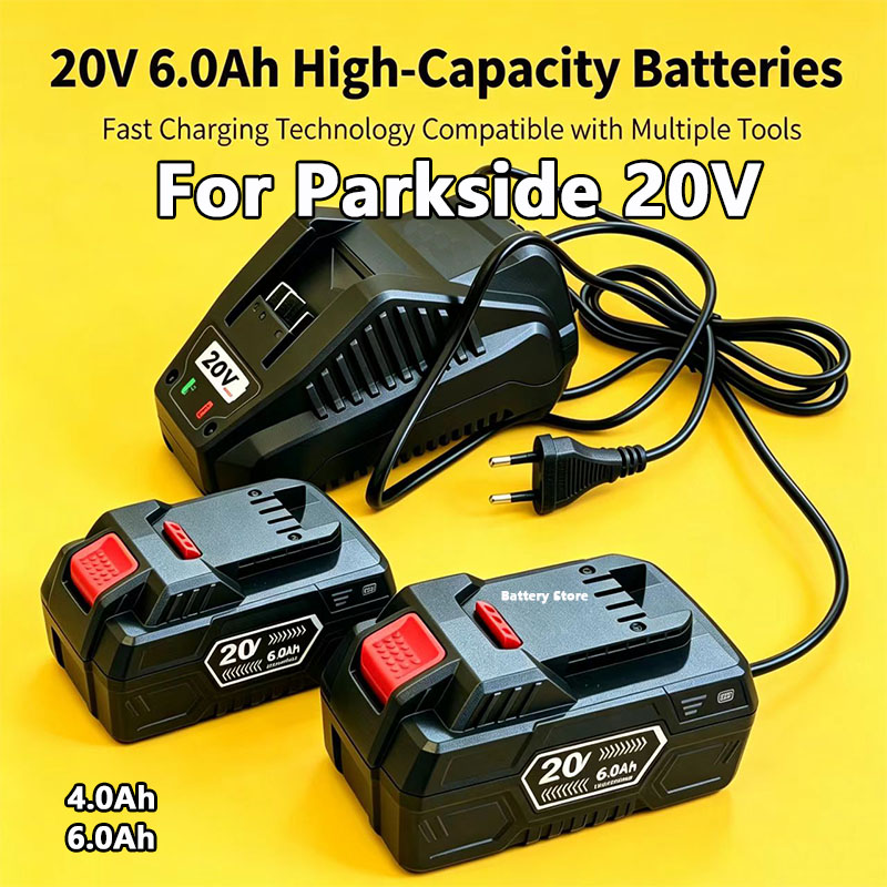 パークサイド用 20V 電動工具バッテリーシリーズ PAP B1 B3 ハンドドリルバッテリー A3/PAP 208 A1 4.0Ah 6.0Ah リチウムイオン電池