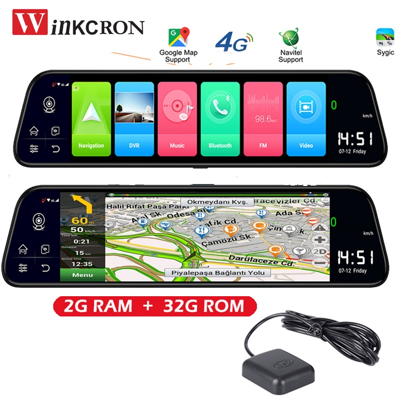 12 "車の GPS バックミラー Z68 アンドロイド 8.1 GPS ナビゲーション ADAS 駐車監視 DVR カメラ 2 グラム 32 ギガバイトダッシュカムビデオレコーダー