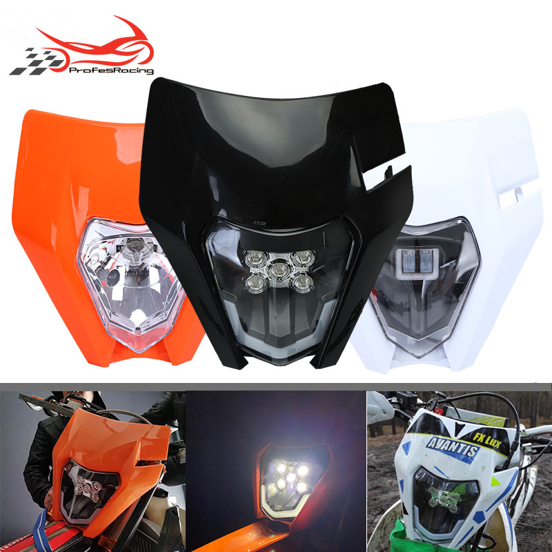 フロントライトオートバイヘッドライト LED ユニバーサルヘッドランプ KTM EXC EXCF SX SXF XC XCF XCW XCFW 125 150 250 300 350 450 530