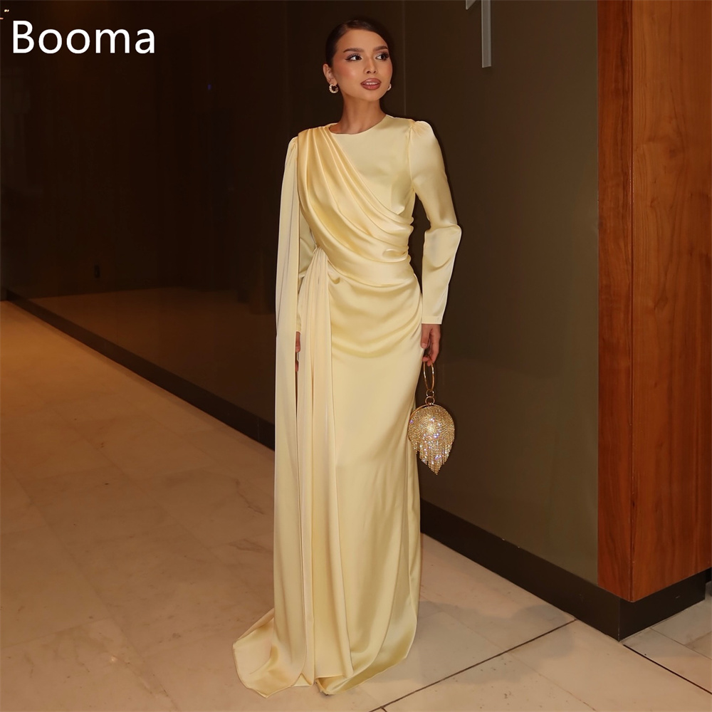 Booma マーメイド O ネックロングサテンシンプルなフルスリーブイブニングドレスフォーマルドレス女性のためのエレガントなウエディングドレスカスタムメイド 2025