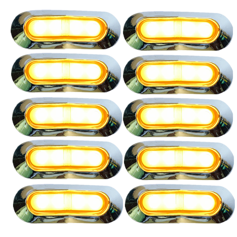 10 個レッド/アンバー 4LED クリアランスマーカートレーラー RV 軽トラックトレーラーサイドライト防水 12V 24V キャラバンサイドマーカーランプ