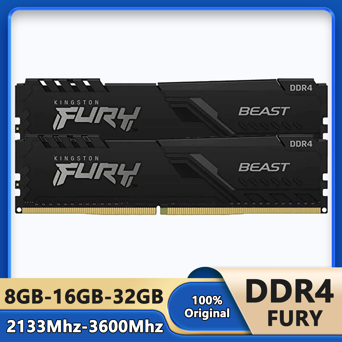 Kingston Fury Beast DDR4 8GB 16GB 32GB 3600 3200MHz RAM PCメモリ 288ピン XMP2.0 ヒートシンクデスクトップAMDまたはINTELマザーボード用