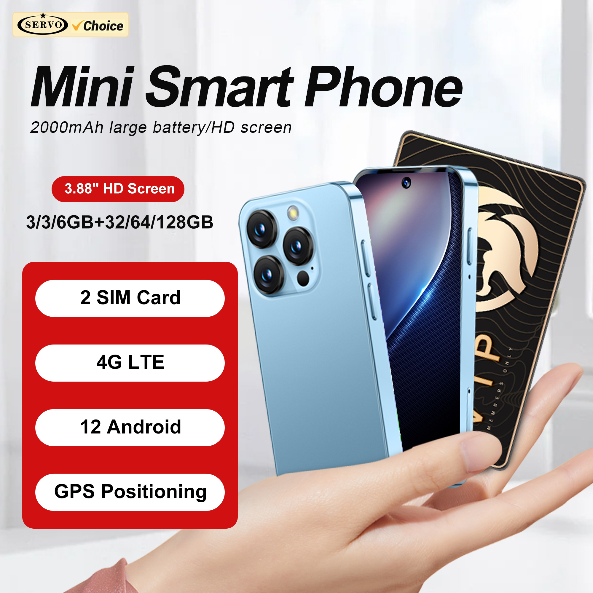 SERVO 19PRO 4G LTE ミニスマートフォン Android12 システム Play ストア RAM 6 ギガバイト ROM 128 ギガバイト GPS OTG 2 SIM 3.88 インチディスプレイポケットスマートフォン