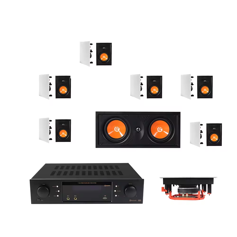 スマートホームシステム、ホームオーディオシステム、BGM、家庭用の壁内スピーカー付き7.1チャンネルHi-Fiホームシアターシステム
