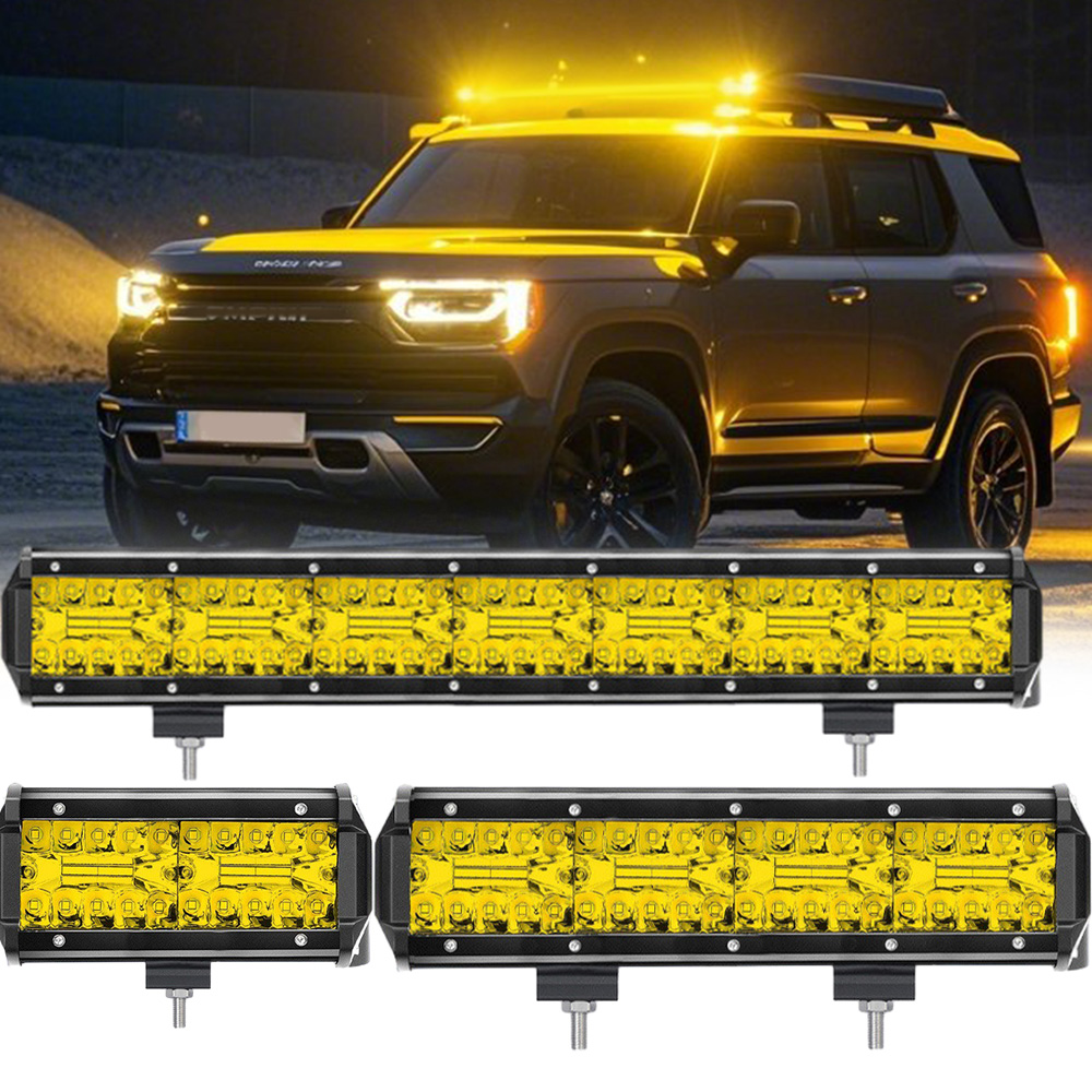 Led フォグランプ黄色 12 v 24 v LED ライトバースポットフラッドビーム Led ヘッドライト 4 × 4 オフロードトラック ATV SUV UTV カーアクセサリー