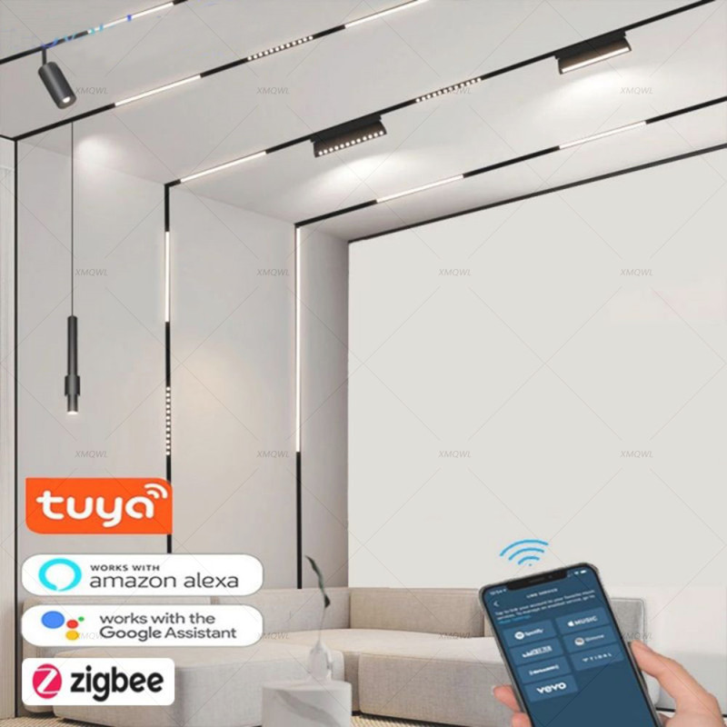 スマート LED 磁気トラックライト調光可能な 48V ペンダントスポットランプマグネット柔軟な器具レール現代の変更可能なデザインシステムタイプ