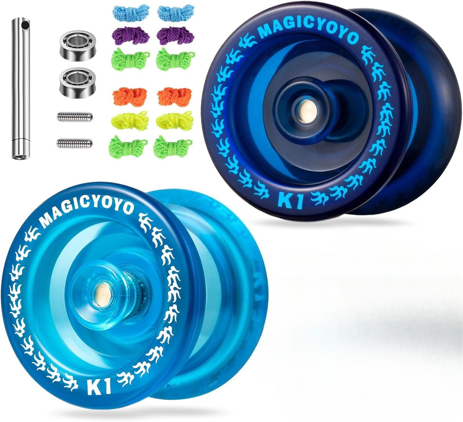 MAGICYOYO パック 子供用ヨーヨー、K1 ヨーヨーサック ストリング 10 本とヨーヨーグローブ 1 個 ギフト (ダークブルー)