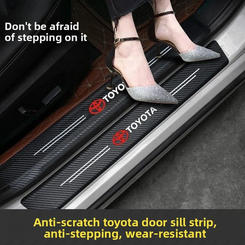 トヨタ Rav4 ヤリスプリウスアベンシスカローラカムリ車のしきい値ストリップ炭素繊維ステッカー車のドア敷居プロテクターアクセサリー