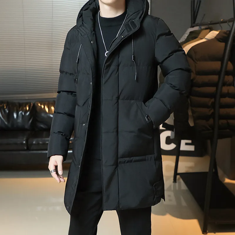 男性ミッドレングス肥厚暖かいフード付きパッド入りジャケットプラスサイズ 7XL 冬ジャケット無地カジュアルフグジャケットコート
