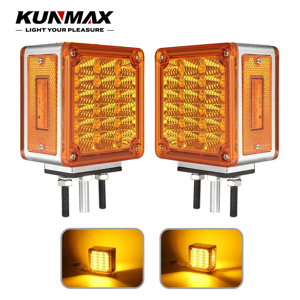 2 個 60LED 両面シングルスタッドマウントサイドマーカー反射密閉ライトマーカーライトサイドブレーキライト大型トラック用