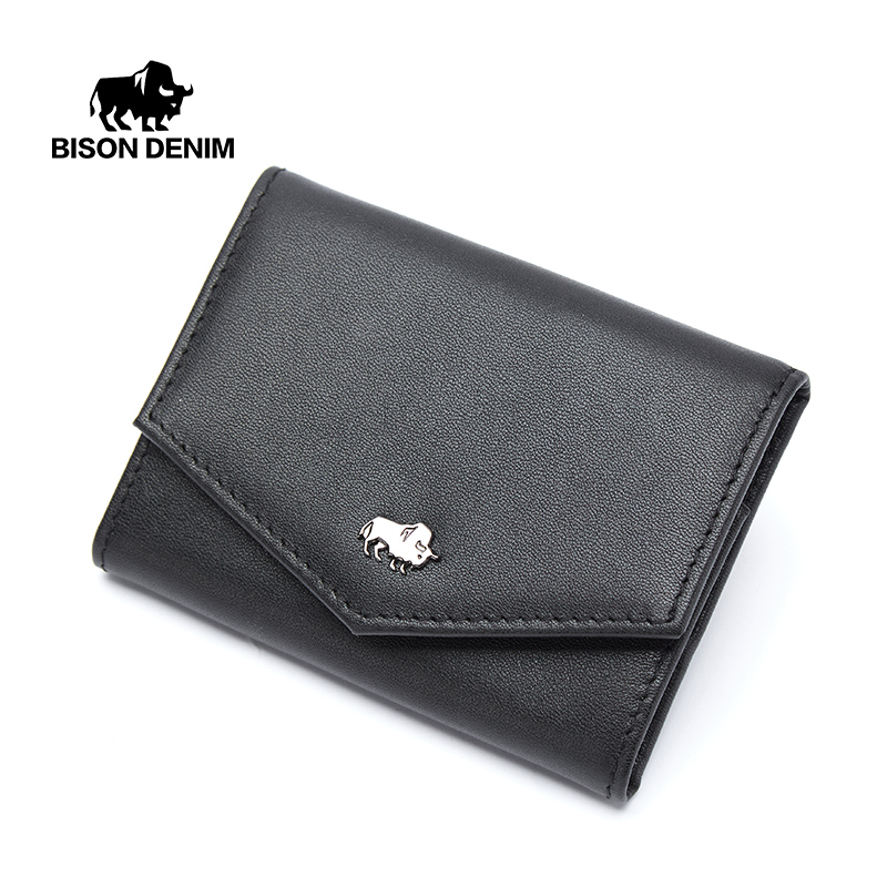 BISONDENIM 本革ショート財布カードホルダーカーボンファイバー財布マネークリップコインミニポケット男性女性財布
