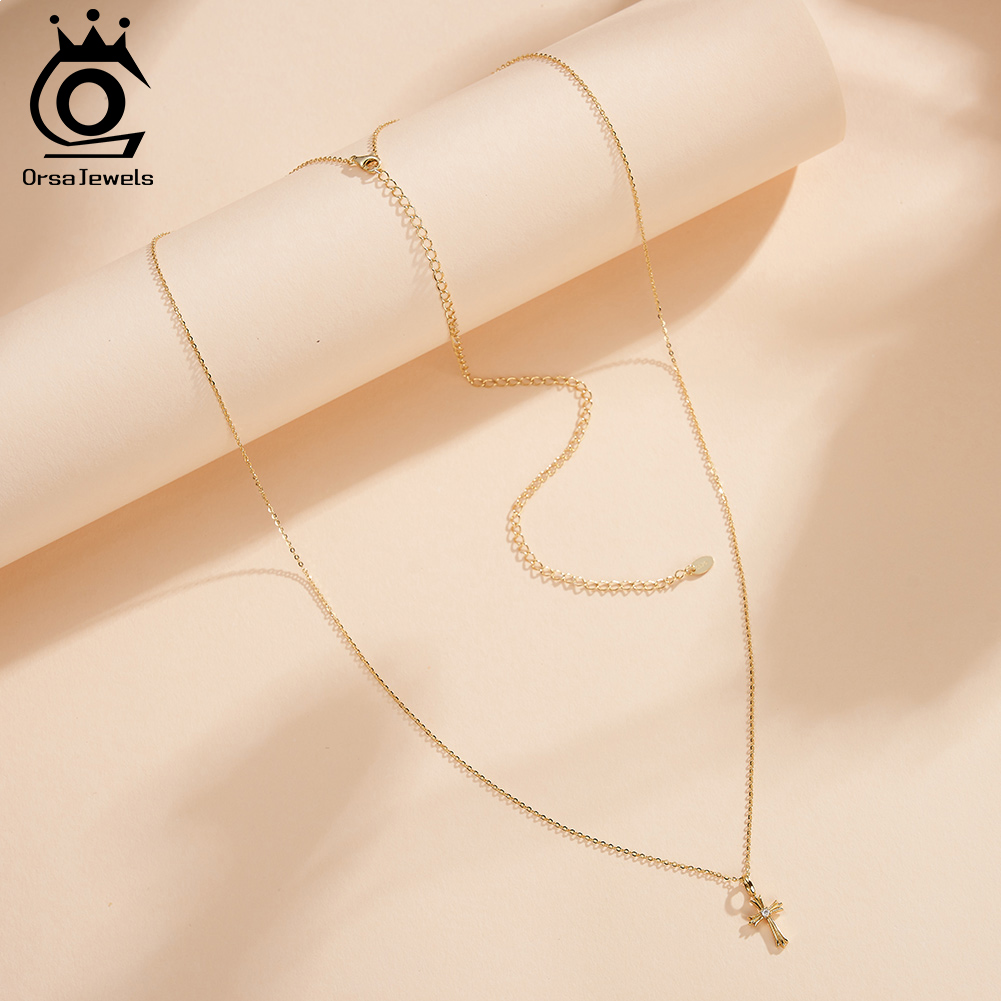 ORSA JEWELS 925 シルバークロスペンダントウエストチェーン女性のためのボディチェーンヴィンテージエスニックスタイルチェーンベルト装飾ジュエリー CW03