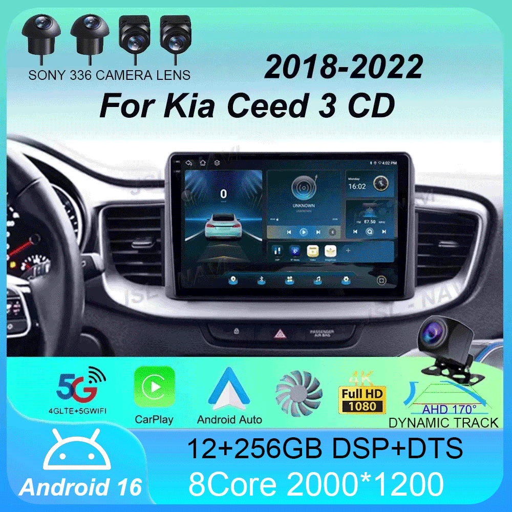 アンドロイド 16 カーラジオ WIFI 4 グラム Carplay 自動車ラジオ起亜 Ceed 3 CD 2018-2022 マルチメディアビデオプレーヤーナビゲーションステレオ DSP GP