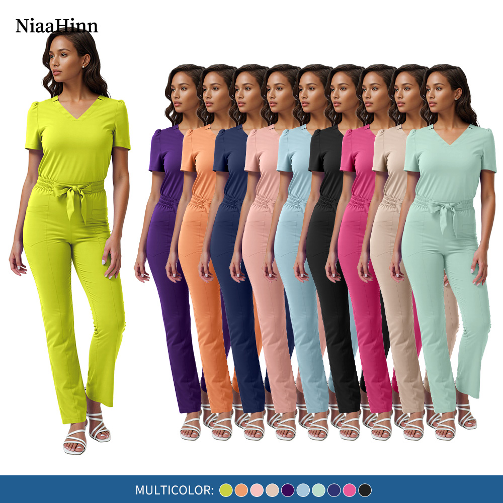 Beauty Salon Work Uniform Women Short Sleeve Spa Workwear Pet Nurse Surgery Suit Healthcare Medical Doctor Costume Scrub Clothes