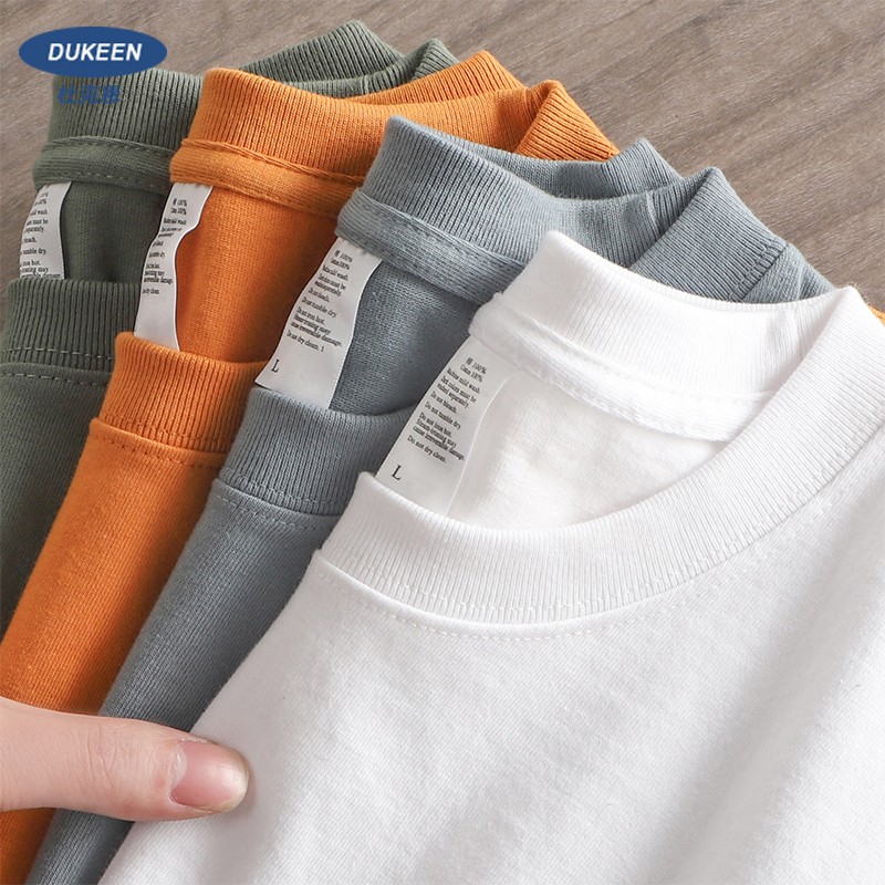 Dukeen 280gsm 特大ヘビー Tシャツ男性のための夏半袖 Tシャツ綿無地トップカジュアル Tシャツワンピース