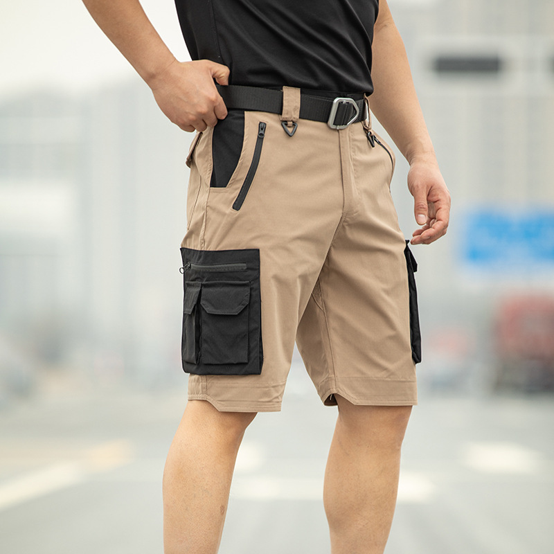 ストレッチタクティカルショーツ男性防水アウトドアカジュアルパンツ夏軽量速乾マルチポケットトレーニングワークカーゴショーツ