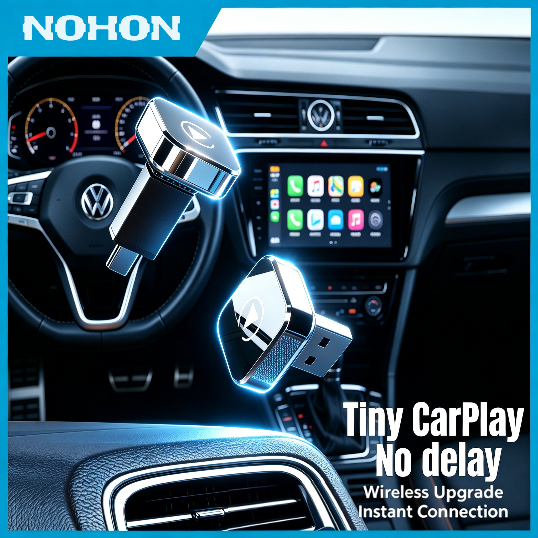 Vyvylabs ミニワイヤレス Carplay アダプター Android Auto iPhone Android 電話用 Bluetooth 5.0 Wifi ベンツ アウディ キア ヒュンダイ VW トヨタ 98% の車に対応