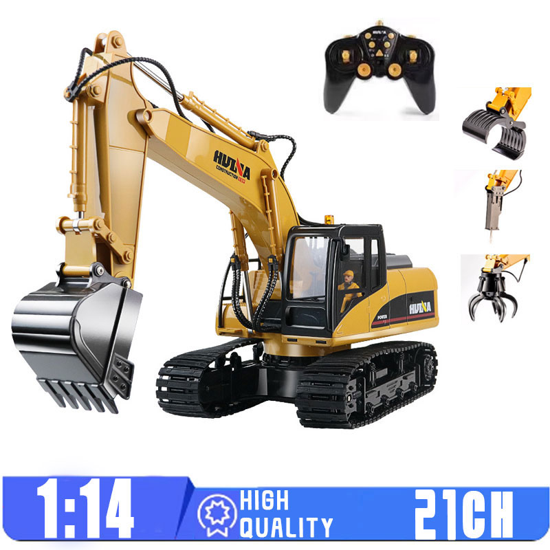Huina 550HD 1:14 合金リモートコントロールショベル 21CH 金属掘削バケット建設車両 2.4 グラムワイヤレス大型ショベルおもちゃ