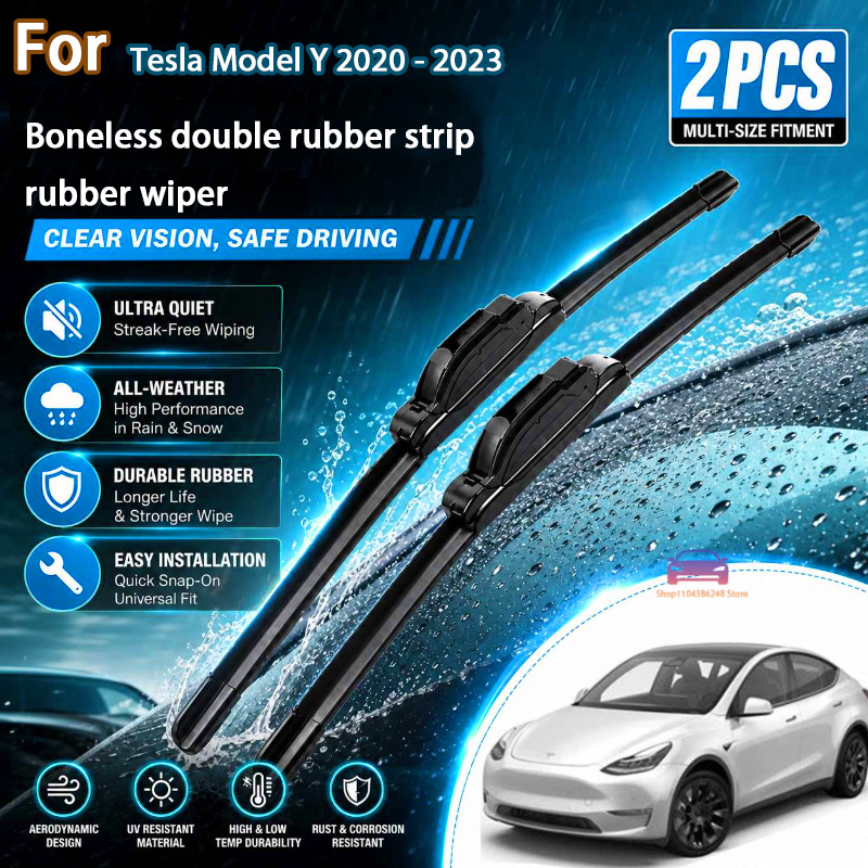 フロントワイパーブレードテスラモデル Y 2020 - 2023 フロントガラスフロントガラスクリーンウィンドウ車レインブラシ 26 "19" 修正部品