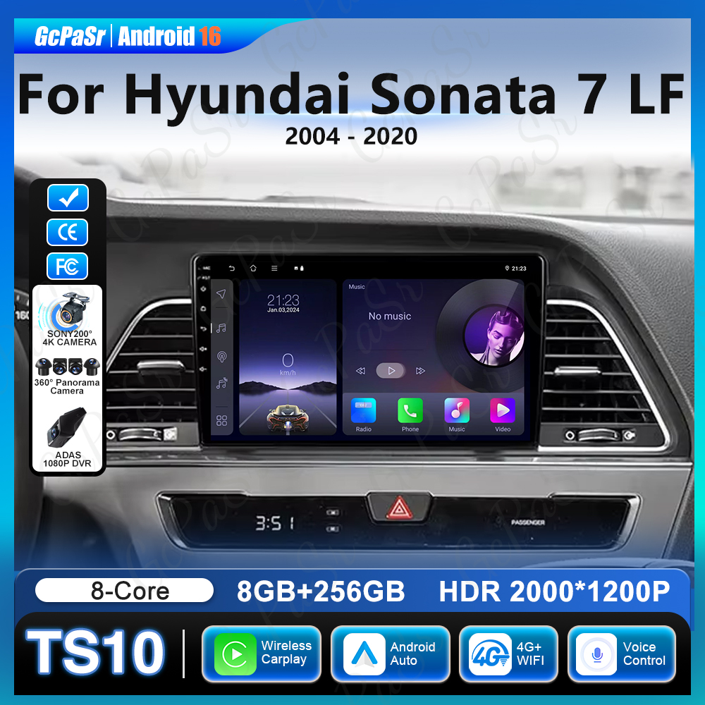 アンドロイド 16 車ヒュンダイソナタ 7 LF 2014 - 2020 マルチメディアプレーヤー高性能 CPU 4 グラム WIFI GPS なし 2din DVD タッチスクリーン