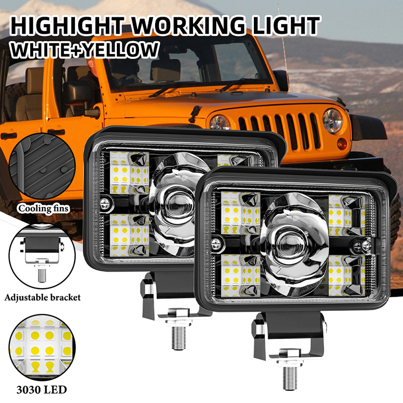 1/2 個 3 インチワークライト 78 ワットドライビングライトスポットライト 3 ライン 12-24V RV ATV SUV トラック 4 × 4 オフロードオートバイアクセサリー
