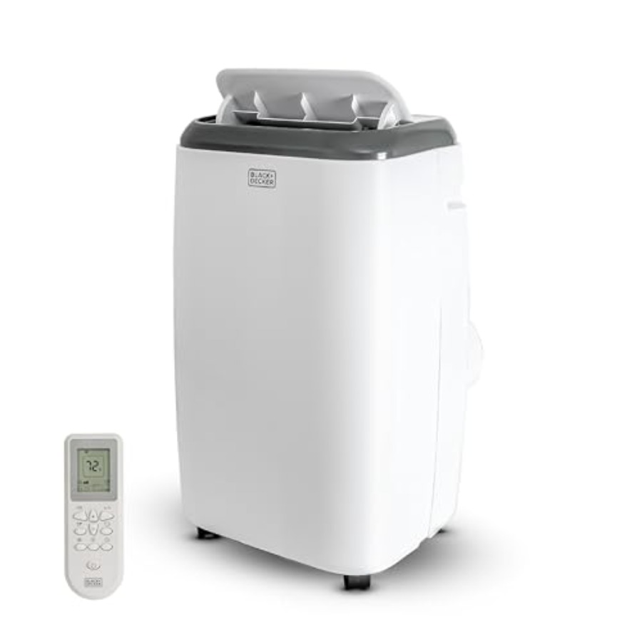 家庭用ポータブルエアコン、ABS プラスチック、白、8000 BTU 冷却能力、最大 350 平方フィートの部屋用、リモコン付き