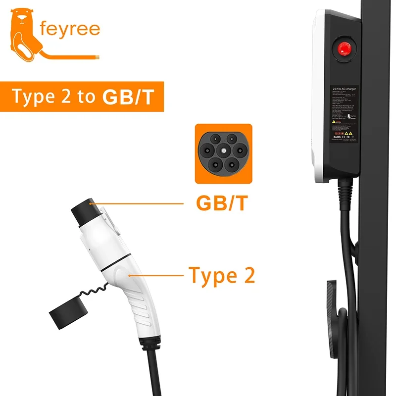Feyree EV 充電器アダプタ タイプ 2 IEC 62196-2 から GB/T コンバータ中国標準電気自動車充電 EV コネクタ 16A 32A