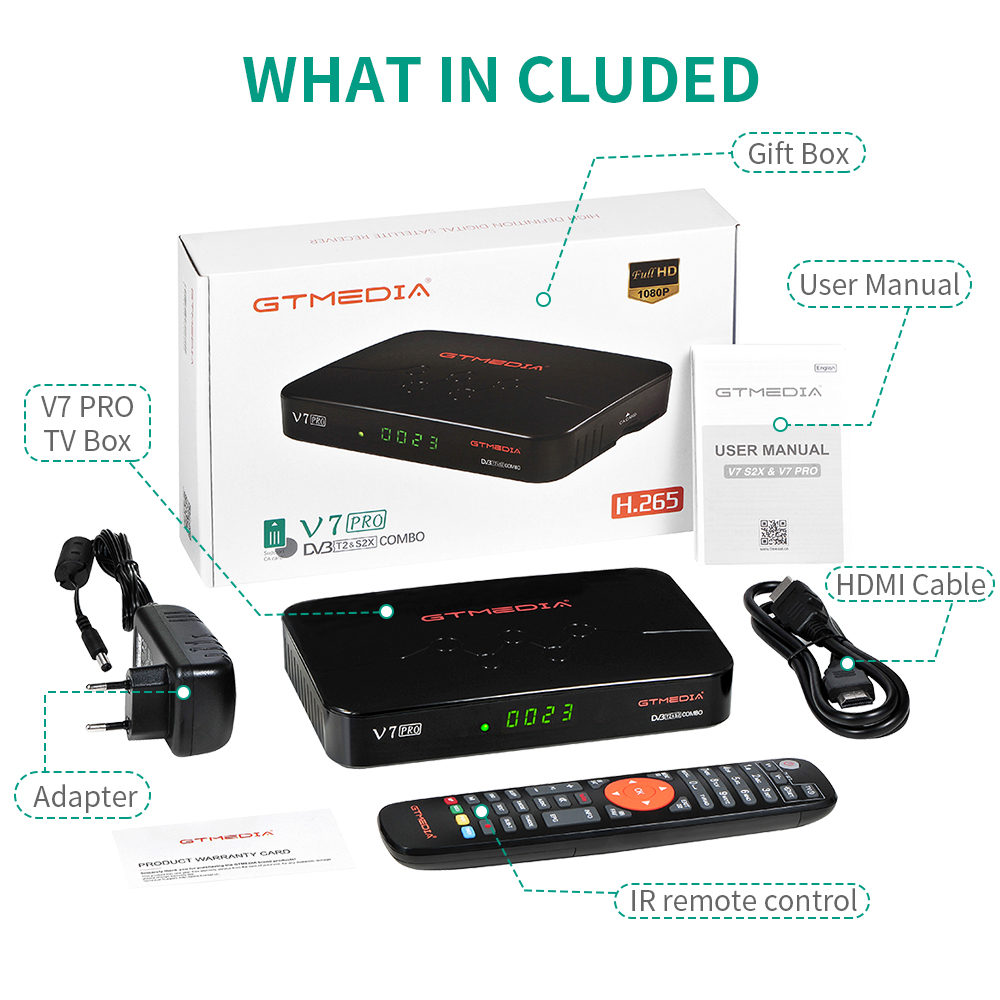 新しい GTmedia V7 プロ H.265 DVB S/S2/S2X T2 コンボボックス衛星テレビ受信機セットトップボックス V7pro