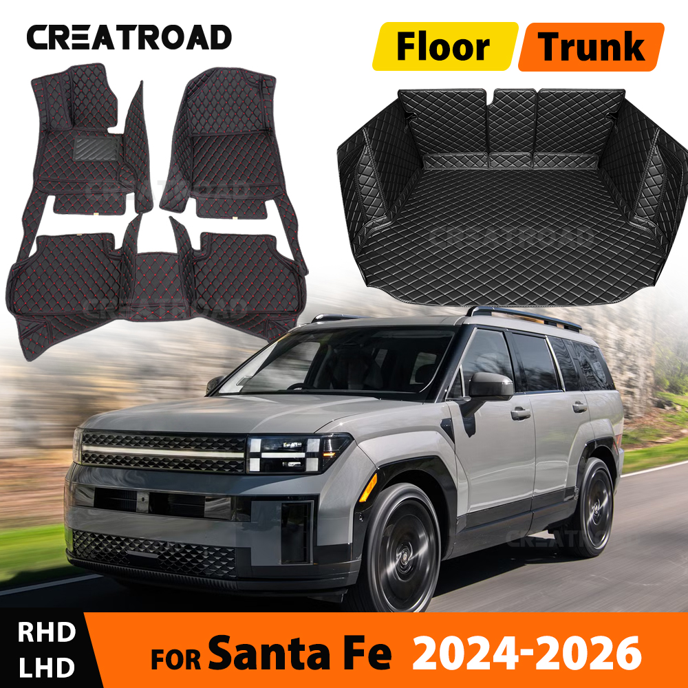 CREATROAD ヒュンダイサンタフェ MX5 5/6/7 シート 2024-2026 2025 カスタム車のフロアマットトランクマット自動車カーペットインテリアアクセサリー