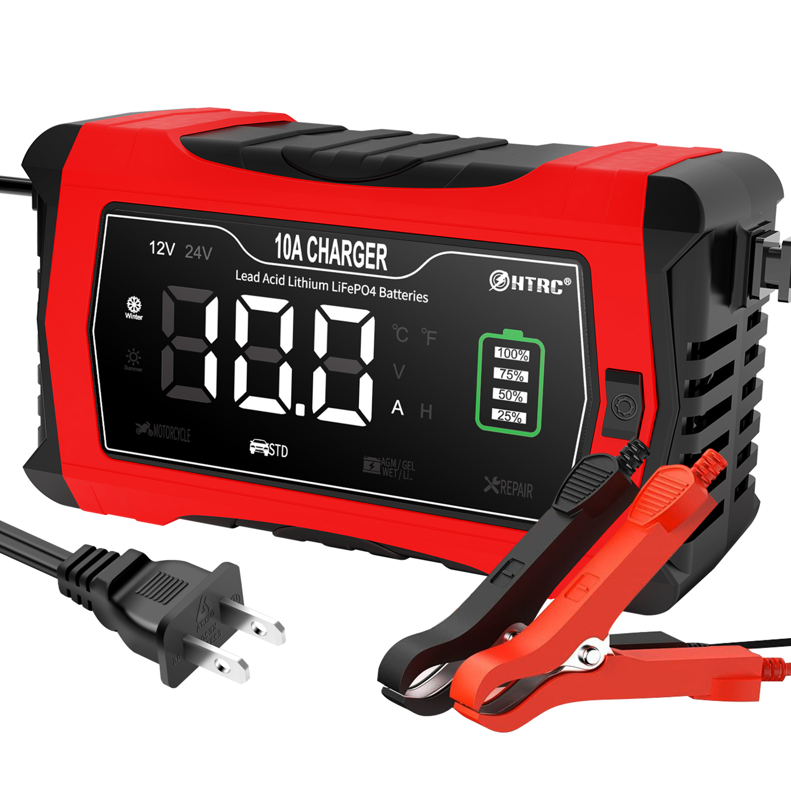 HTRC 10A/16A バッテリー充電器リチウム LiFePO4 AGM ゲル鉛酸バッテリー 12V 24V 車オートバイバッテリー充電器