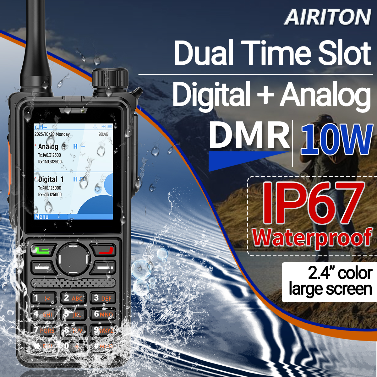 AIRITON AI-881 DMR トランシーバー IP67 防水 10 ワットハイパワーデュアルタイムスロット大型カラースクリーン新 AR-880 VOX 双方向ラジオ