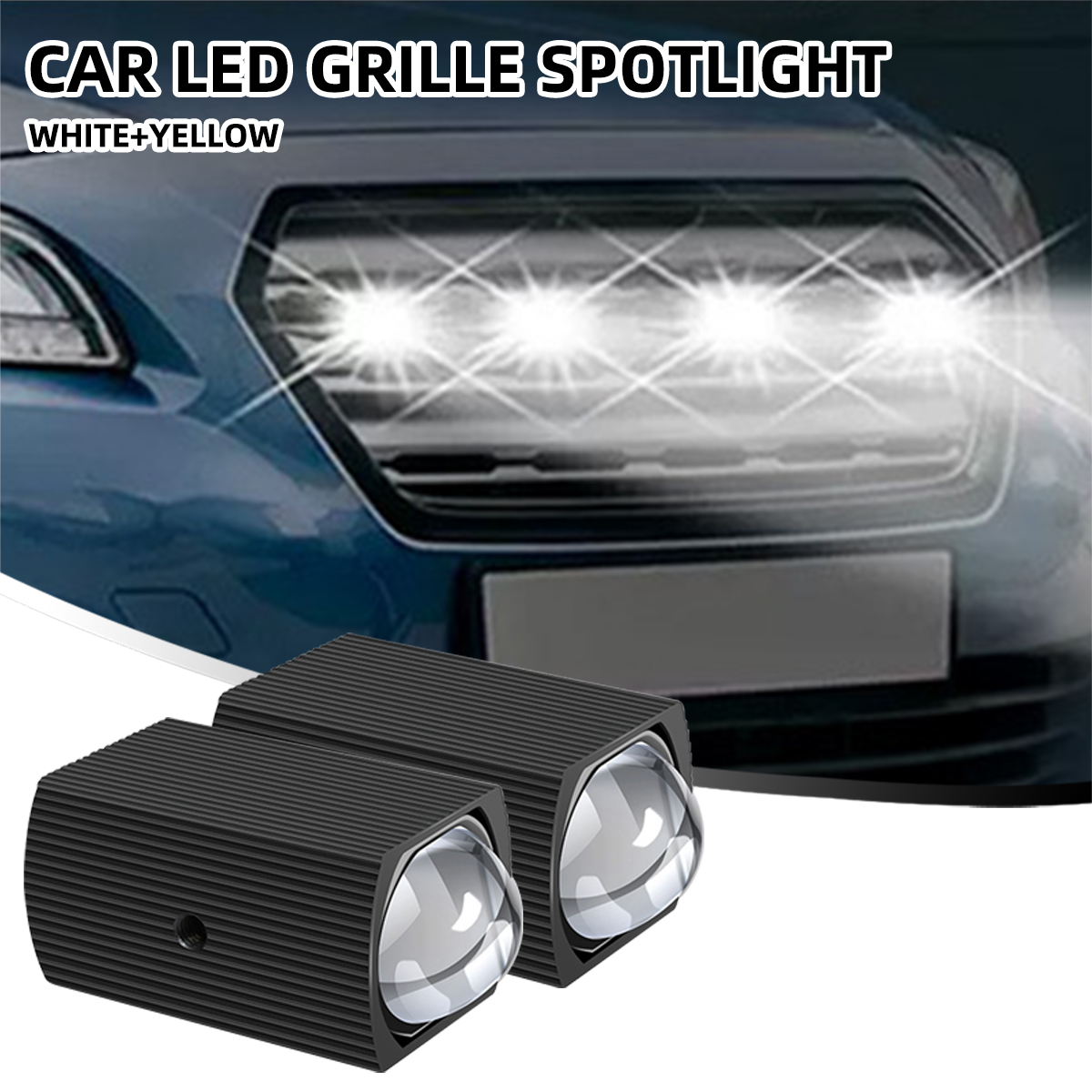 2 個車 LED フロントグリルワークライト高低ビーム白黄色オートバイ外部補助スポットライト 12-30V LED ヘッドライト