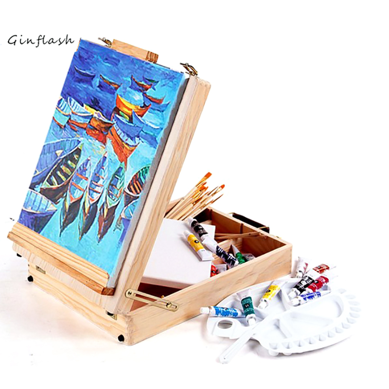 1pc フィレットデスクトップラップトップボックスイーゼル絵画ハードウェアアクセサリー多機能絵画スーツケース画材アーティストのための