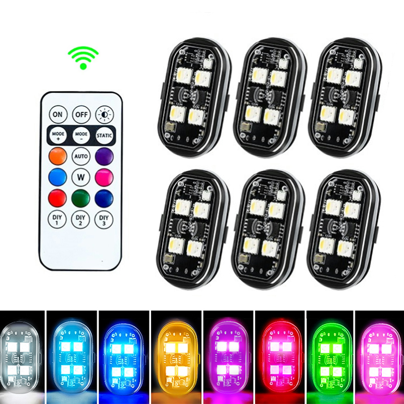ワイヤレスライト航空機飛行機ヘリコプター警告灯RGB LEDストロボライトオートバイライトUSB充電付きLEDフラッシュ