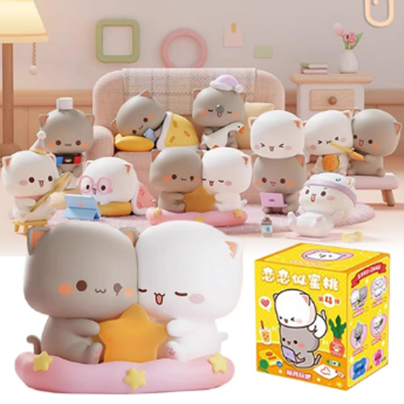 かわいい猫シリーズ 4 ブラインドボックス、サプライズコレクションフィギュアミニ人形セットデスク装飾用誕生日ギフトミステリーオーナメントグッズ