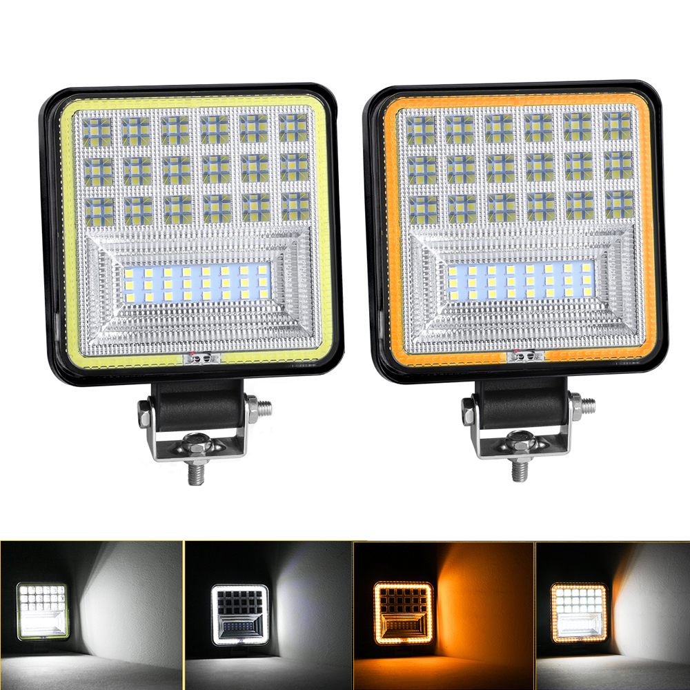 2x 4'' LED Work Light for Truck Off Road Tractor SUV 4X4 ATV Car Spot Beam LED Driving Fog Light Bar 12V 24V 6000K White Yellow