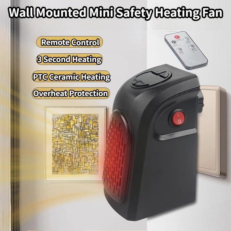 部屋用ポータブル電気ヒーター、プラグインウォールミニラジエーターファンウォーマー、コンパクト家庭用暖房器具