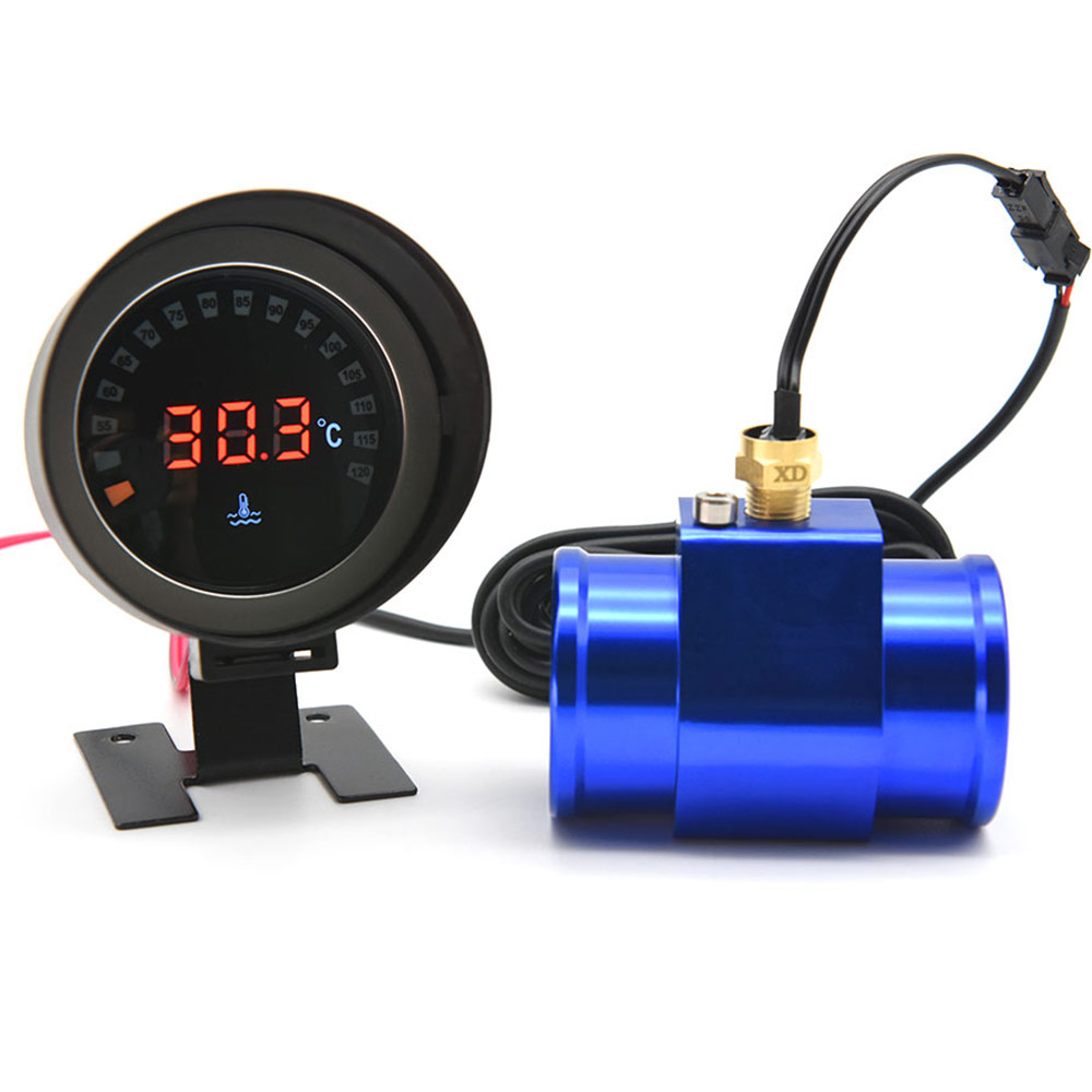 ユニバーサル 2 in 1 LCD 車デジタル水平メーター電圧水温計温度センサー付き 12v/24v 車のゲージに適合