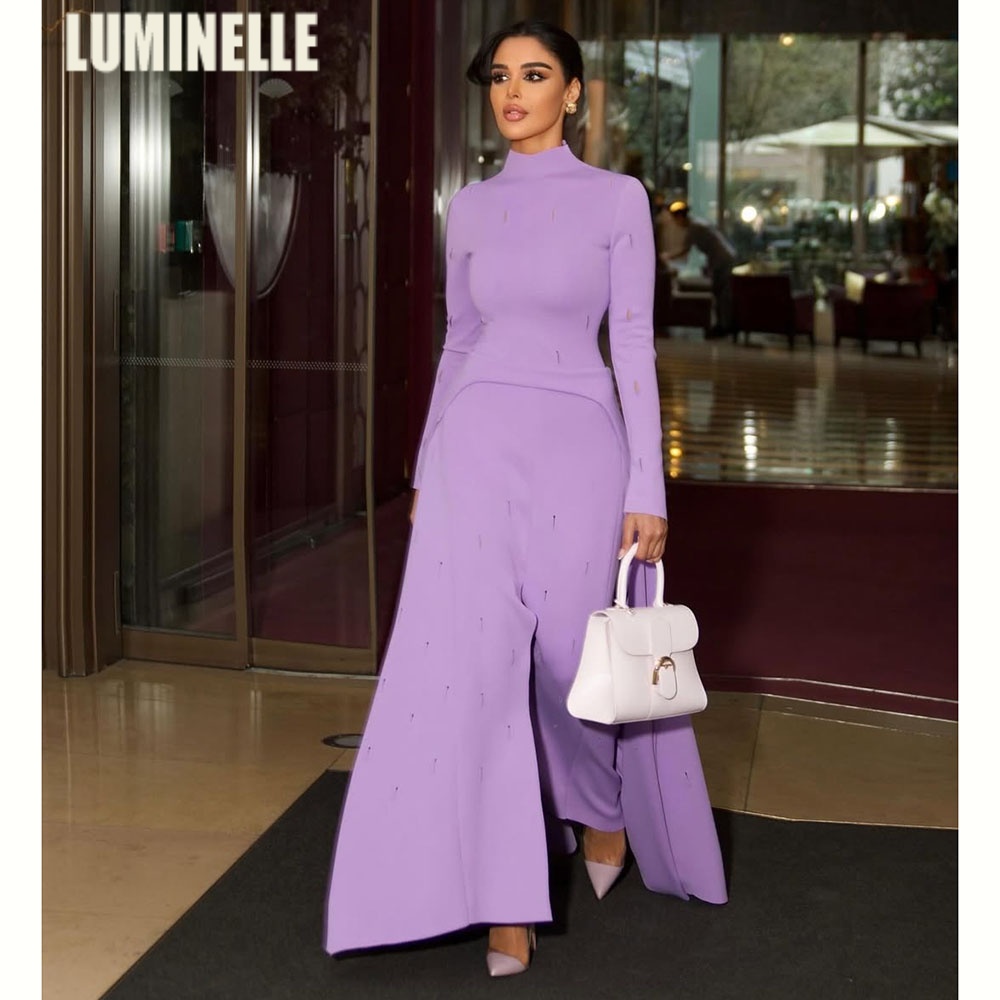 Crepe Prom Dress Customized High-Neck Long Sleeves A-line Side Slit Elegant فساتين سهرة for Women Saudi Arabia 2026