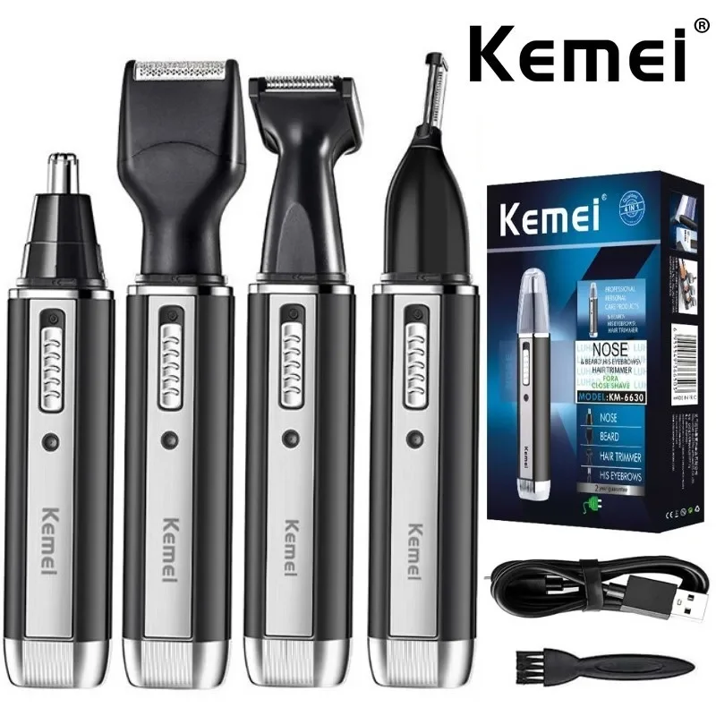 Kemei KM-6630 6631 6632 トリマー男性用鼻と耳トリマー充電式トリマー髪ひげ鼻と耳クリーナーグルーミング