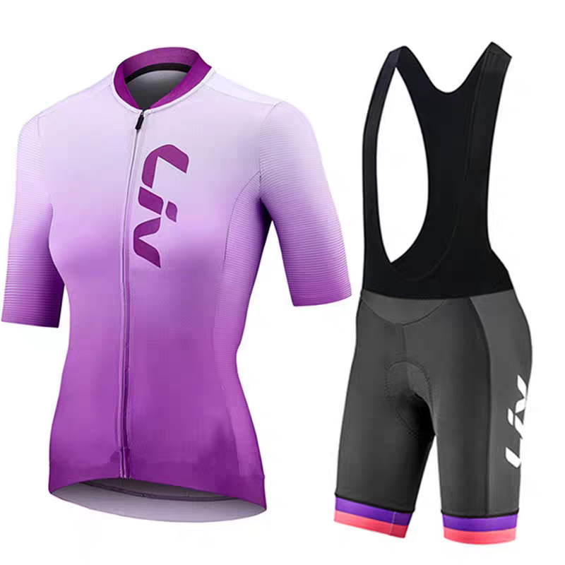 LIV プロサイクリング服女性のサイクリングジャージショートサイクリングビブ夏の日焼け止めサイクリングスポーツウェアショートセット