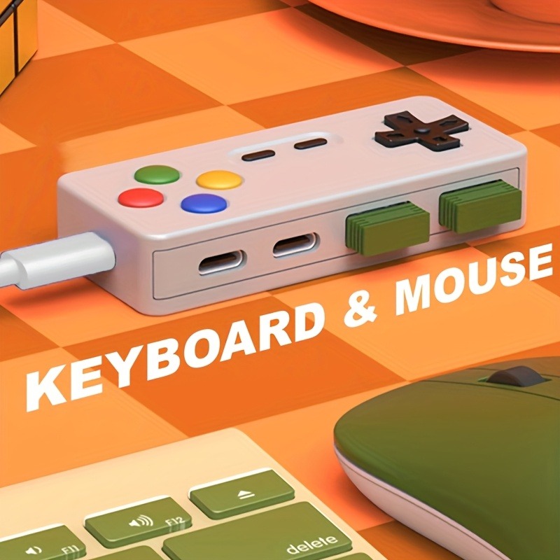 ポータブル クリエイティブ ハブ 4-In-1 USB エキスパンダ 2 個、Type-C ポート 2 個、USB ポート 2 個、マウス、キーボード、USB フラッシュドライブ用。